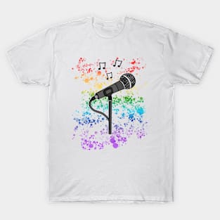 Microphone Singer Rainbow Colours Singing Teacher Vocalist Musician T-Shirt